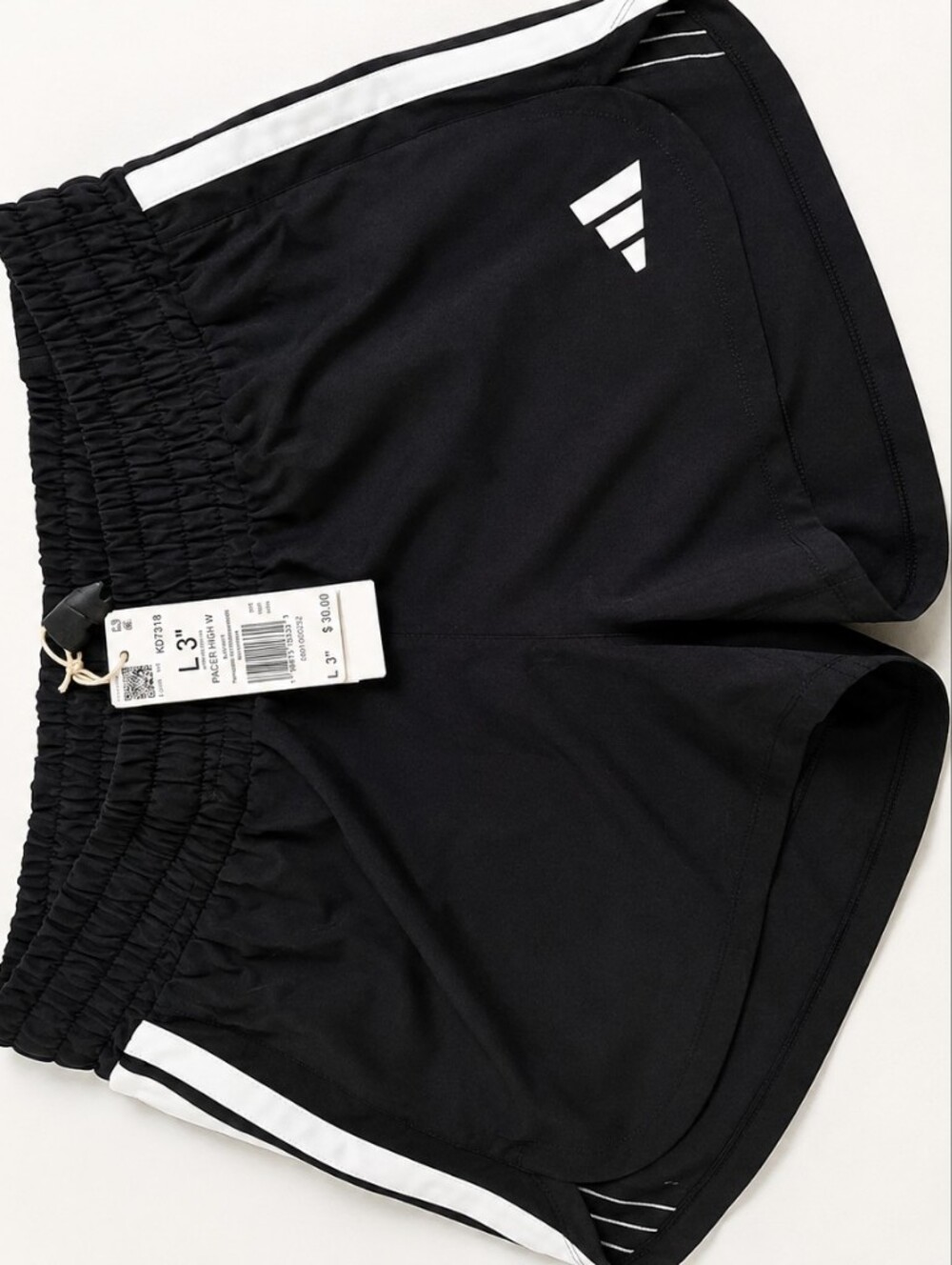 Adidas Women's Pacer 3-Stripes Running Shorts NWT Black Size L - Picture 1 of 2